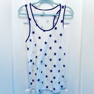 Super soft White Tank with Navy Stars
